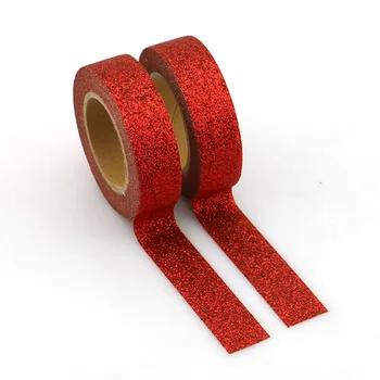 1X Kırmızı toz Glitter Washi Bant Japon Kırtasiye Scrapbooking Dekoratif Yapışkan Bant Kawai Adesiva Decorativa