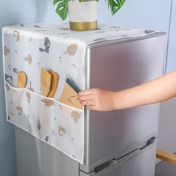 Buzdolabı Toz Geçirmez Kapak Karikatür Baskılı Buzdolabı kıyafet depolama Cep Çok Amaçlı Ev Tekstili çamaşır makinesi kılıfı
