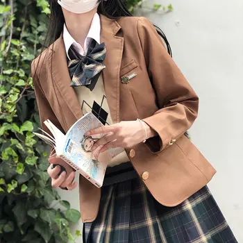 Kore Japon Yüksek okul üniforması JK Blazer Kadınlar için Uzun Kollu Mont Tüm Maç Öğrenciler Seifuku Cosplay Elbise Anime Üst