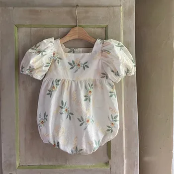 Kore Tarzı Bebek Giysileri Toddler onesie Kız Romper Baskı Bebek yenidoğan Bebek Tulum kıyafet Bebek kız yaz giyim 2022