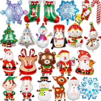 Noel Hava Helyum Folyo Balon Kardan Adam Noel Baba Noel Ağacı Elk Çocuk Hediye Şekli Globos Noel Süs İçin Yeni Yıl Dekor
