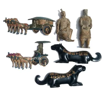 Qin Shihuang Shaanxi Xi'an Pişmiş Toprak Savaşçıları Arabası Tigers Buzdolabı Mıknatısı Buzdolabı Mıknatısı Seyahat Hediyelik Eşya