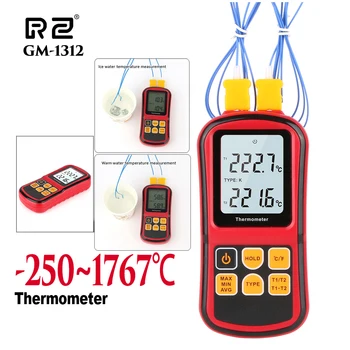 RZ Mini Kontak Tipi Termometre Sıcaklık Ölçer Dijital Ölçü Aracı Sıcaklık Test Cihazı ile 2 adet Termokupl Kullanımı İçin Sıvı