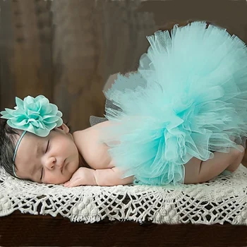 Tutu Etek Yenidoğan Fotoğrafçılık Giyim Kız Bebek İlk Doğum Günü Kıyafeti Bebek Elbiseleri Tül Kabarık Etek Saç Bandı