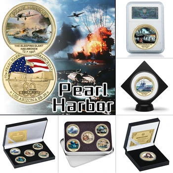 WR 80th Yıldönümü Saldırı Pearl Harbor Altın hatıra parası Seti Sikke Tutucu ABD Ordusu Mücadelesi Coin Askeri Hatıra