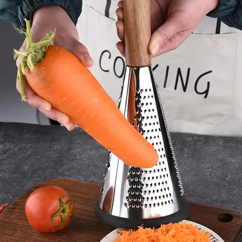 Yaratıcı Koni Meyve Sebze Rende Sarımsak Öğütücü Dilimleme Manuel mutfak robotu Ahşap Mutfak Kolu Ev Aksesuarları